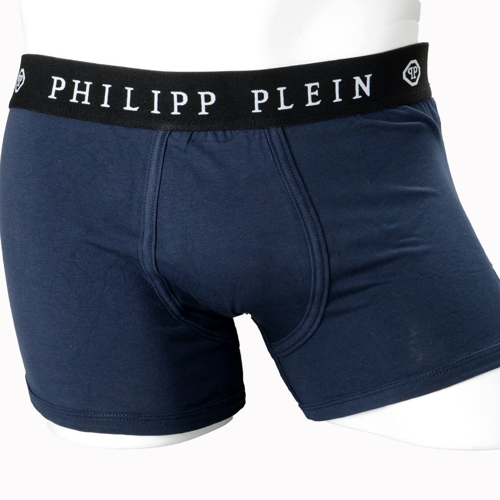 Philipp Plein Men's Navy Blue Logo Print Boxer Brief Underwear Bi-Pack